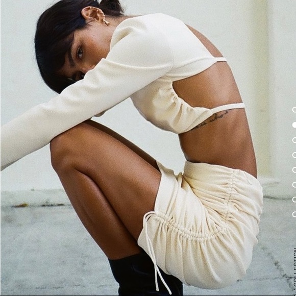 COPY - Zara Cream Crop Top and Ruched Mini Skirt - Picture 2 of 4